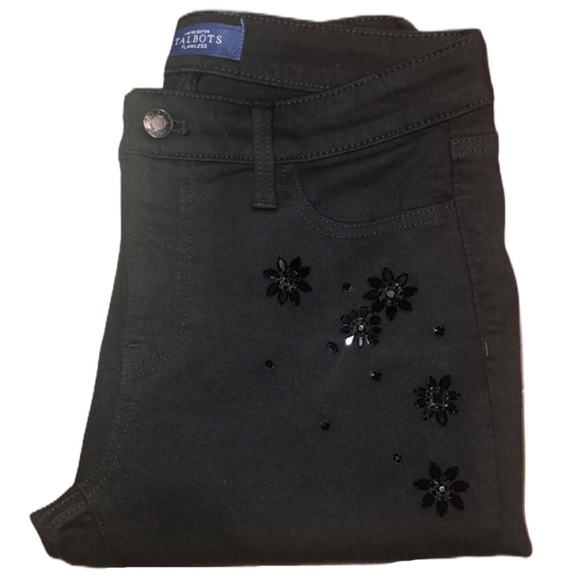 TALBOTS CRYSTAL EMBELLISHED SLIM ANKLE JEANS - NEVER FADE BLACK LIMITED EDITION - Picture 5 of 15